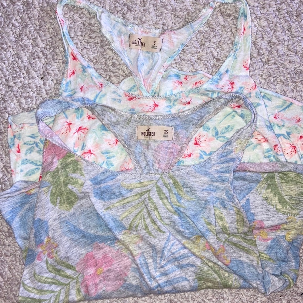 Hollister Floral twist back tank tops